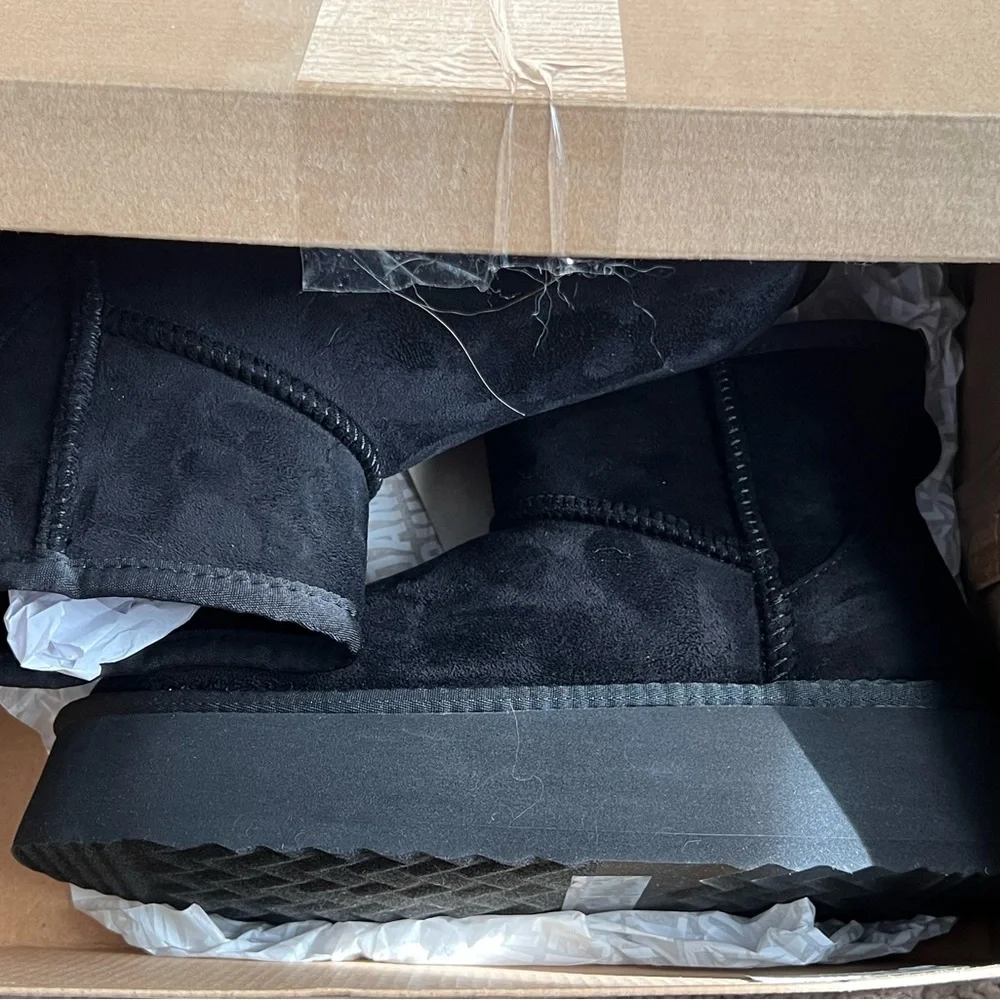 New Steve Madden Black Ankle Platform Boots - Size 7M